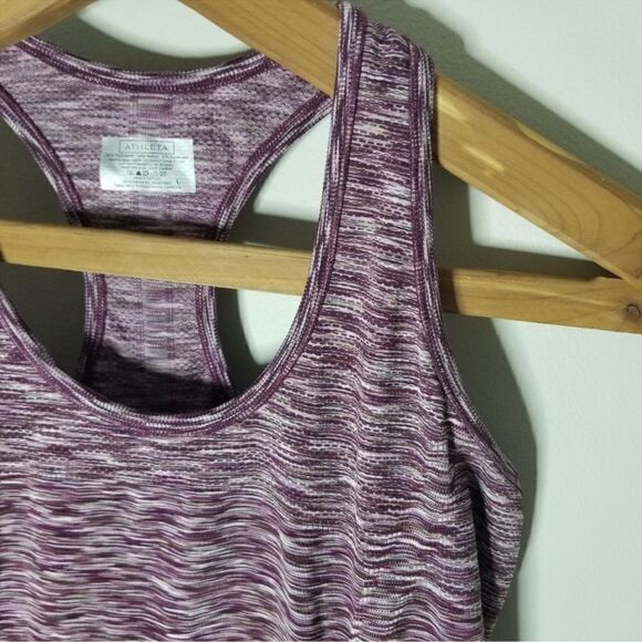 Athleta Fastest Track Racerback Tank Wine Burgundy Space Dyed Athletic Top L - Picture 4 of 6